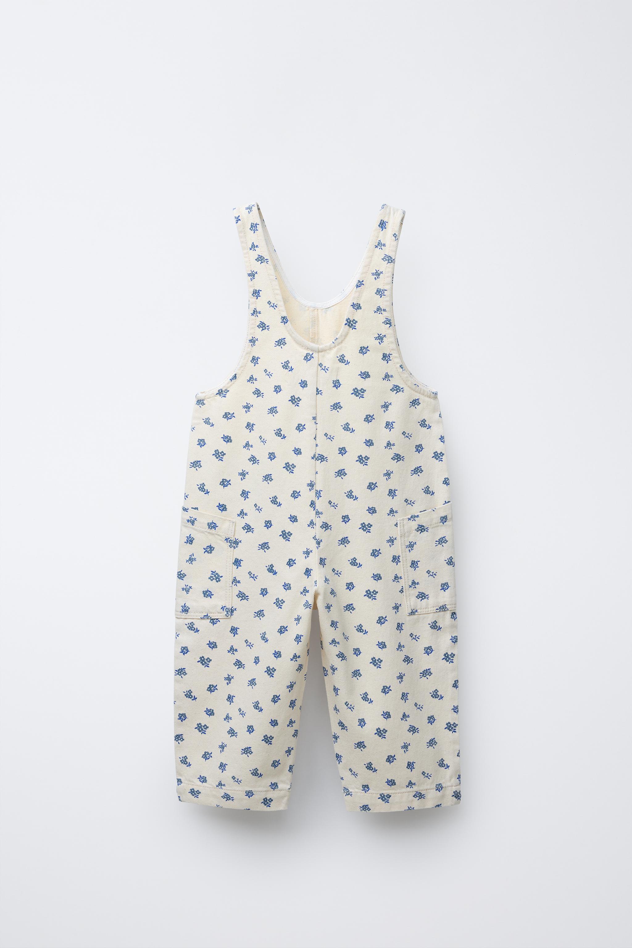 FLORAL TWILL LONG OVERALLS